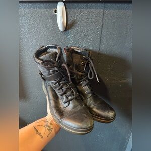 Women’s UGG Black Grey Combat Style Lace-Up Boots